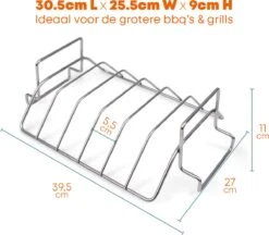 YUGN 2-en-1 Acier Inoxydable Spare Rib Rack BBQ Rib Rack - Rib Rack Spareribs Holder - Accessoires De BBQ - Grille De Grille Avec Brosse -Magasin D'Accessoires Pour Barbecue 1200x1051