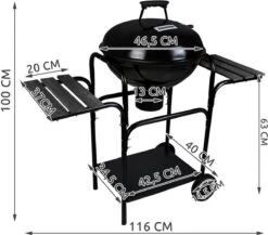 Borvat® | Barbecue Au Charbon De Bois | Gril De Jardin Gril à Charbon De Bois Gril Rond Avec Couvercle | BBQ Avec Table D'appoint | Fête De Camping En Plein Air | Barbecue à Charbon Mobile | Diamètre 46,5cm | ACIER INOXYDABLE | Noir -Magasin D'Accessoires Pour Barbecue 1200x1056