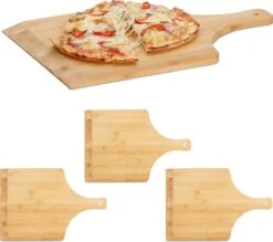 Relaxdays 4x Pelle à Pizza 45 Cm Large - Bambou - Spatule à Pizza - Pelle à Pain - Planche à Pizza Bois