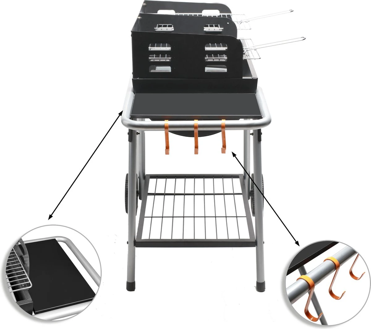 NATERIAL - Barbecue à Charbon ICARUS - Chariot 10 Personnes - H.92 X L.110 X P.61 Cm - Acier Peint - Zwart - BBQ Angulaire Sans Couvercle 10 NATERIAL - Barbecue à Charbon ICARUS - Chariot 10 Personnes - H.92 X L.110 X P.61 Cm - Acier Peint - Zwart - BBQ Angulaire Sans Couvercle – Image 8