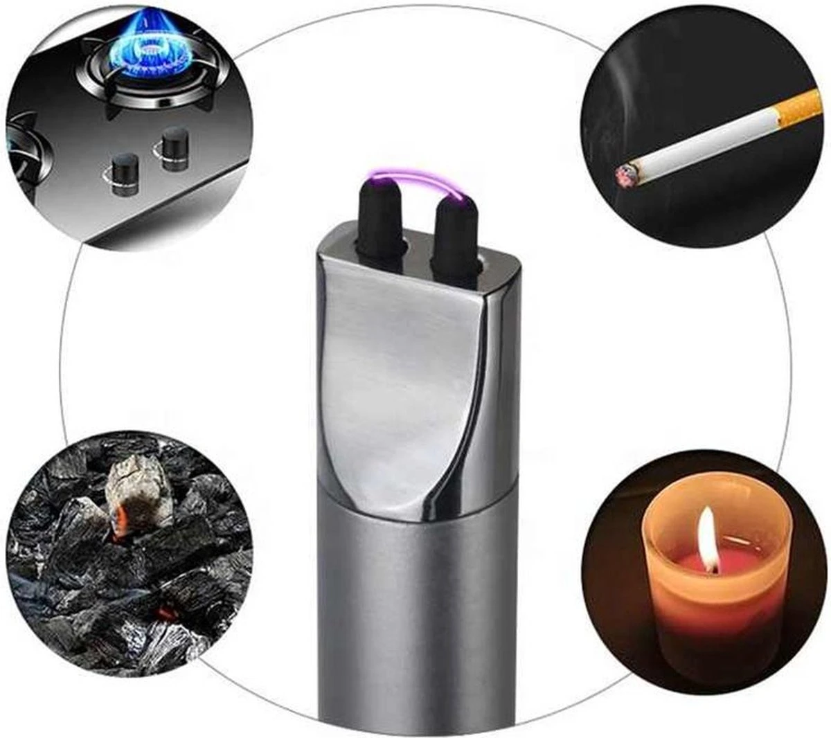 Staza - Briquet électrique Long Rechargeable - Briquet Plasma Durable - Emballage Cadeau Inclus - BBQ - Bougies - Grijs 4 Staza - Briquet électrique Long Rechargeable - Briquet Plasma Durable - Emballage Cadeau Inclus - BBQ - Bougies - Grijs – Image 2