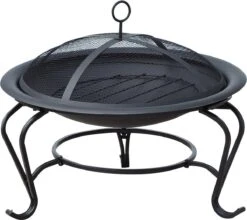 Outsunny Fire Bol Cheminée Foyer Pour Charbon De Bois Avec Protection Contre Les étincelles Rond 842-024