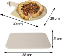 Pierre à Pizza Buxibo - Pour BBQ Et Four - Planche De Service Incluse - Planche à Pizza / étagère à Pizza - 30,5 X 38,1 X 11 Cm -Magasin D'Accessoires Pour Barbecue 1200x1085