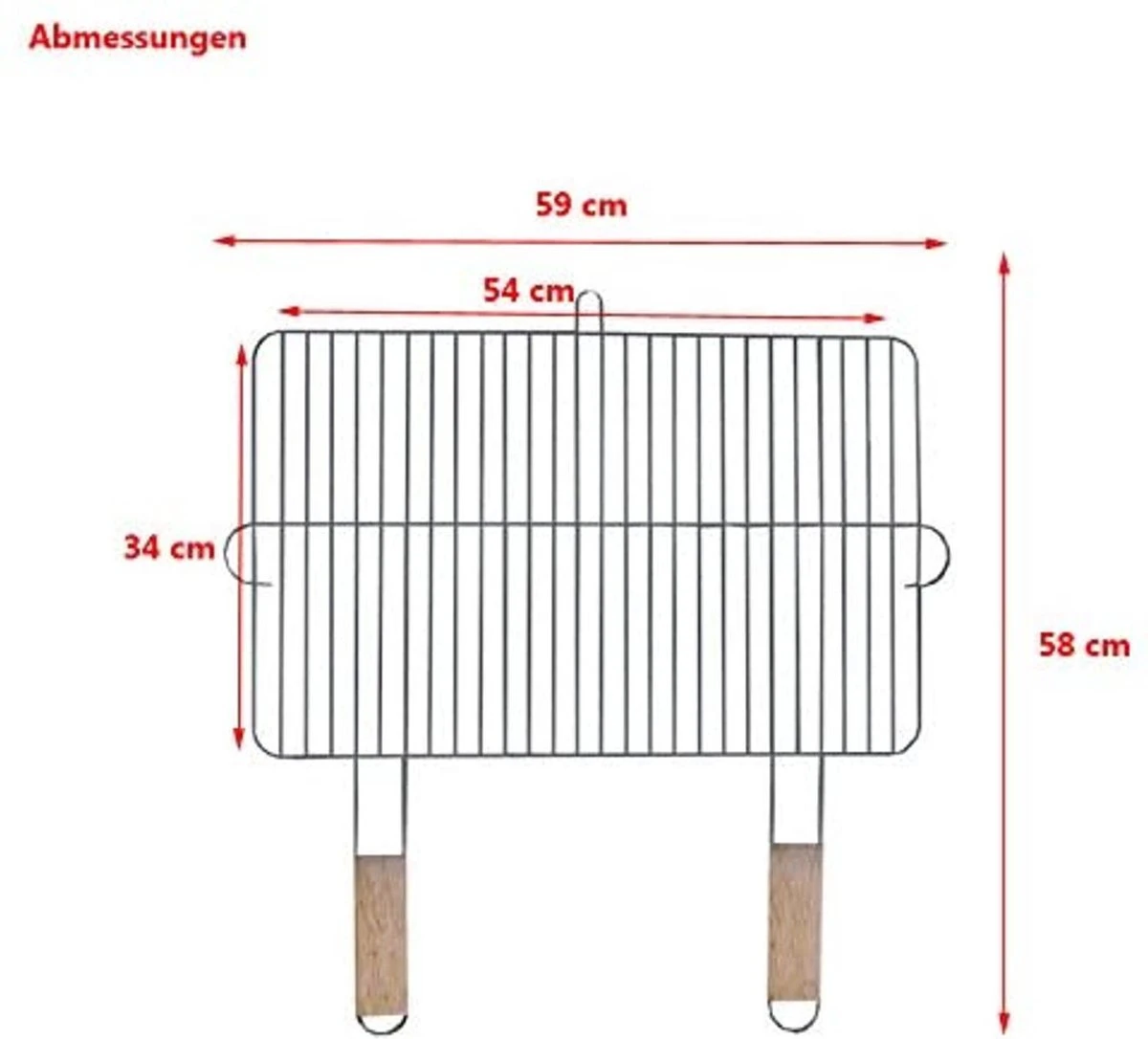 Grille De Gril 54x34cm Avec 2 Poignées En Bois, Grille De Gril En Acier Chromé Grille De Rechange Pour Fixation De Gril 4 Grille De Gril 54x34cm Avec 2 Poignées En Bois, Grille De Gril En Acier Chromé Grille De Rechange Pour Fixation De Gril – Image 2