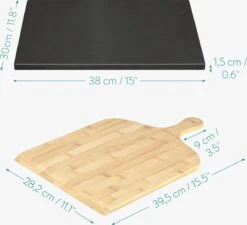 Navaris XL Pour Four, Grill Et Barbecue - Assiette à Pizza Rectangulaire 38 X 30 Cm - Set Comprenant Une Pelle à Pizza En Bambou - Céramique émaillée -Magasin D'Accessoires Pour Barbecue 1200x1094