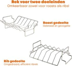 YUGN 2-en-1 Acier Inoxydable Spare Rib Rack BBQ Rib Rack - Rib Rack Spareribs Holder - Accessoires De BBQ - Grille De Grille Avec Brosse -Magasin D'Accessoires Pour Barbecue 1200x1096 1