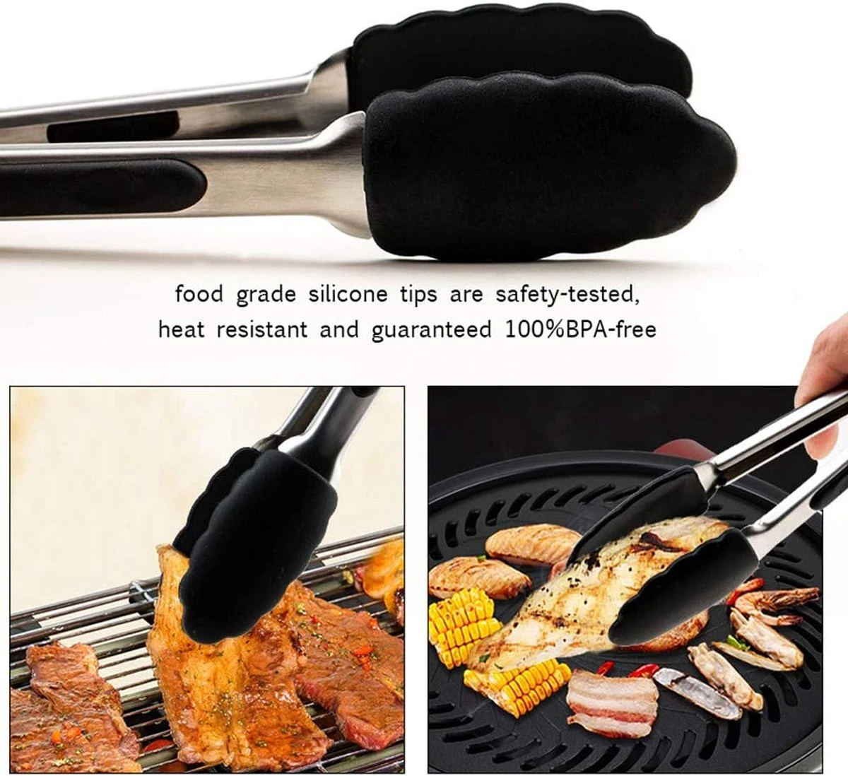 Set De 3 Pinces De Cuisine De Premium Supérieure - Pinces Pour Barbecue De Cuisine - Avec Deux Brosses En Silicone - Cuisson - BBQ - Salade, Gâteau, Crème Glacée, Four - (3x Pinces + 2 Brosses) 10 Set De 3 Pinces De Cuisine De Premium Supérieure - Pinces Pour Barbecue De Cuisine - Avec Deux Brosses En Silicone - Cuisson - BBQ - Salade, Gâteau, Crème Glacée, Four - (3x Pinces + 2 Brosses) – Image 8