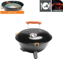 NATERIAL - Barbecue à Charbon Portable PHOENIX NOMAD - 4 Personnes - Ø37 Cm - H. 35/43 Cm - Acier émaillé - Zwart - Grill Sphérique -Magasin D'Accessoires Pour Barbecue 1200x1116