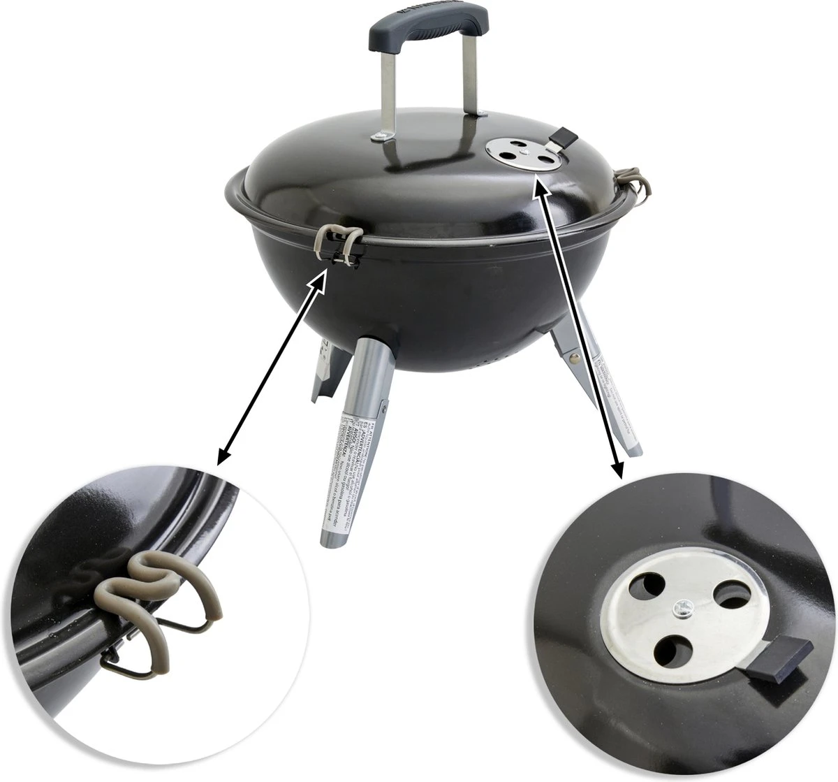 NATERIAL - Barbecue à Charbon Portable POENIX ALPHA II NOMAD - 4 Personnes - Ø37 Cm - H. 43,5 Cm - Acier émaillé - Zwart - Barbecue Pique-nique - Barbecue De Camping 7 NATERIAL - Barbecue à Charbon Portable POENIX ALPHA II NOMAD - 4 Personnes - Ø37 Cm - H. 43,5 Cm - Acier émaillé - Zwart - Barbecue Pique-nique - Barbecue De Camping – Image 5
