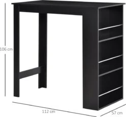 HOMCOM Table De Bar, Bureau, Table De Cuisine Avec 3 étagères, Aggloméré Noir 835-390 -Magasin D'Accessoires Pour Barbecue 1200x1120 1