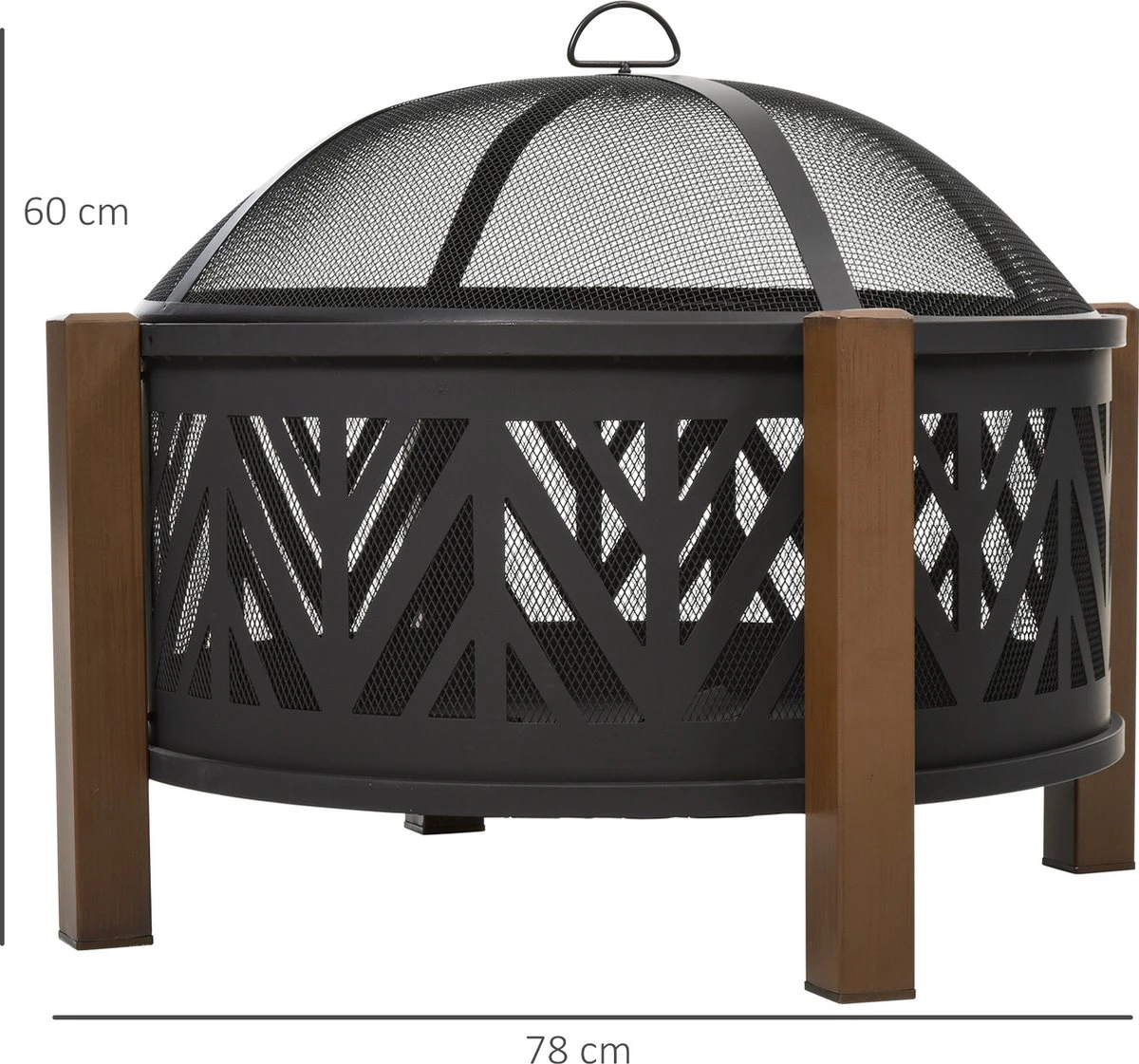 Outsunny Brasero Brasero Avec Grille De Protection Contre Les étincelles Barbecue De Jardin Noir + Marron 842-172 7 Outsunny Brasero Brasero Avec Grille De Protection Contre Les étincelles Barbecue De Jardin Noir + Marron 842-172 – Image 5