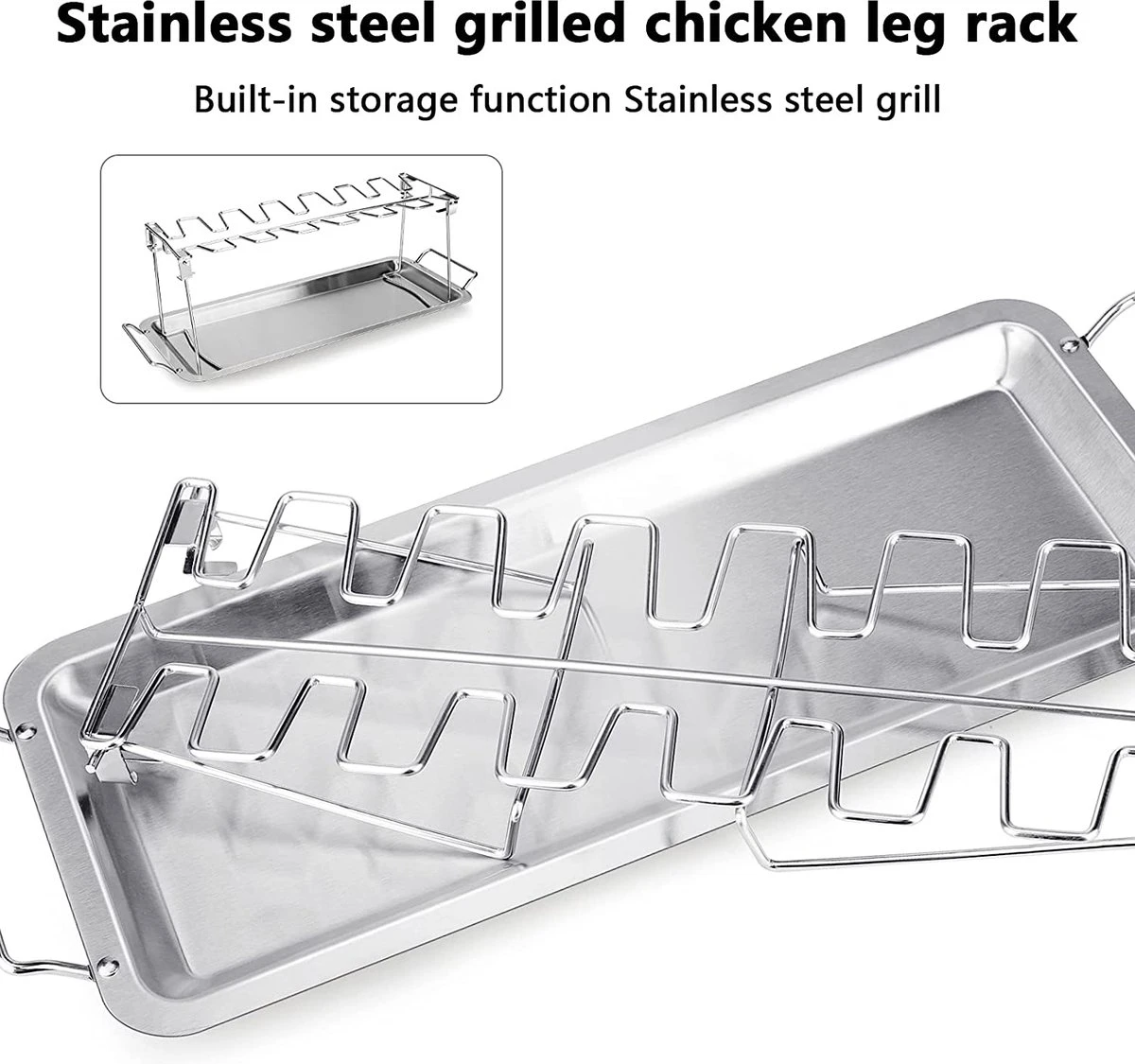 Doodadeals® | Poussin Grillé De Premium Supérieure | ACIER INOXYDABLE | Pour 12 Pilons De Kip | Marinade Et Plat De Service 4 Doodadeals® | Poussin Grillé De Premium Supérieure | ACIER INOXYDABLE | Pour 12 Pilons De Kip | Marinade Et Plat De Service – Image 2