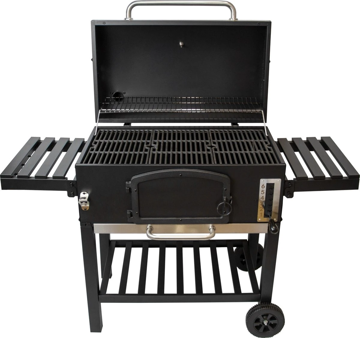 BBQ Grill XXL Fumoir Fumoir - Barbecue à Charbon De Bois De Jardin - Y Compris Housse De Pluie Brosse Métallique Espace De Rangement Pliable 4 BBQ Grill XXL Fumoir Fumoir - Barbecue à Charbon De Bois De Jardin - Y Compris Housse De Pluie Brosse Métallique Espace De Rangement Pliable – Image 2