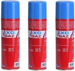 3x Bidons Briquet De Remplissage / Remplissage De Gaz / Bouteille De Gaz Butane - 250 Ml - Remplissage Plus Léger + 5 Adaptateurs