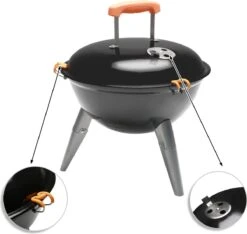 NATERIAL - Barbecue à Charbon Portable PHOENIX NOMAD - 4 Personnes - Ø37 Cm - H. 35/43 Cm - Acier émaillé - Zwart - Grill Sphérique -Magasin D'Accessoires Pour Barbecue 1200x1136