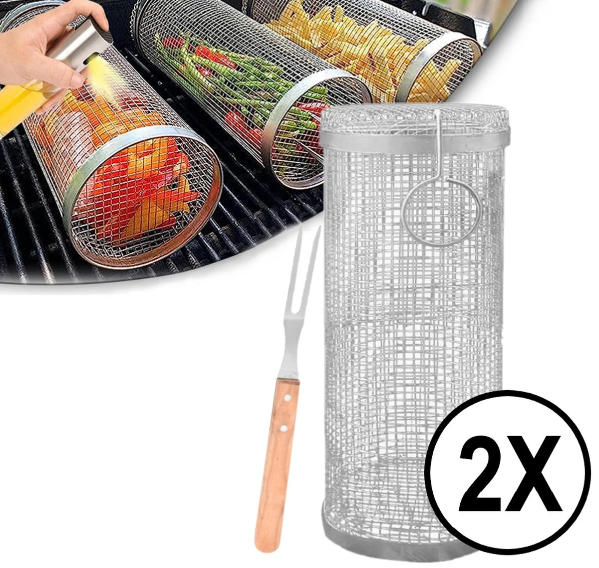 Lot De 2 Paniers à BBQ Ronds 30 X 10 Cm Avec Pinces à Fourche - Grille Grille Grille Grille Pour Barbecue - Accessoires Pour Outils 3 Lot De 2 Paniers à BBQ Ronds 30 X 10 Cm Avec Pinces à Fourche - Grille Grille Grille Grille Pour Barbecue - Accessoires Pour Outils