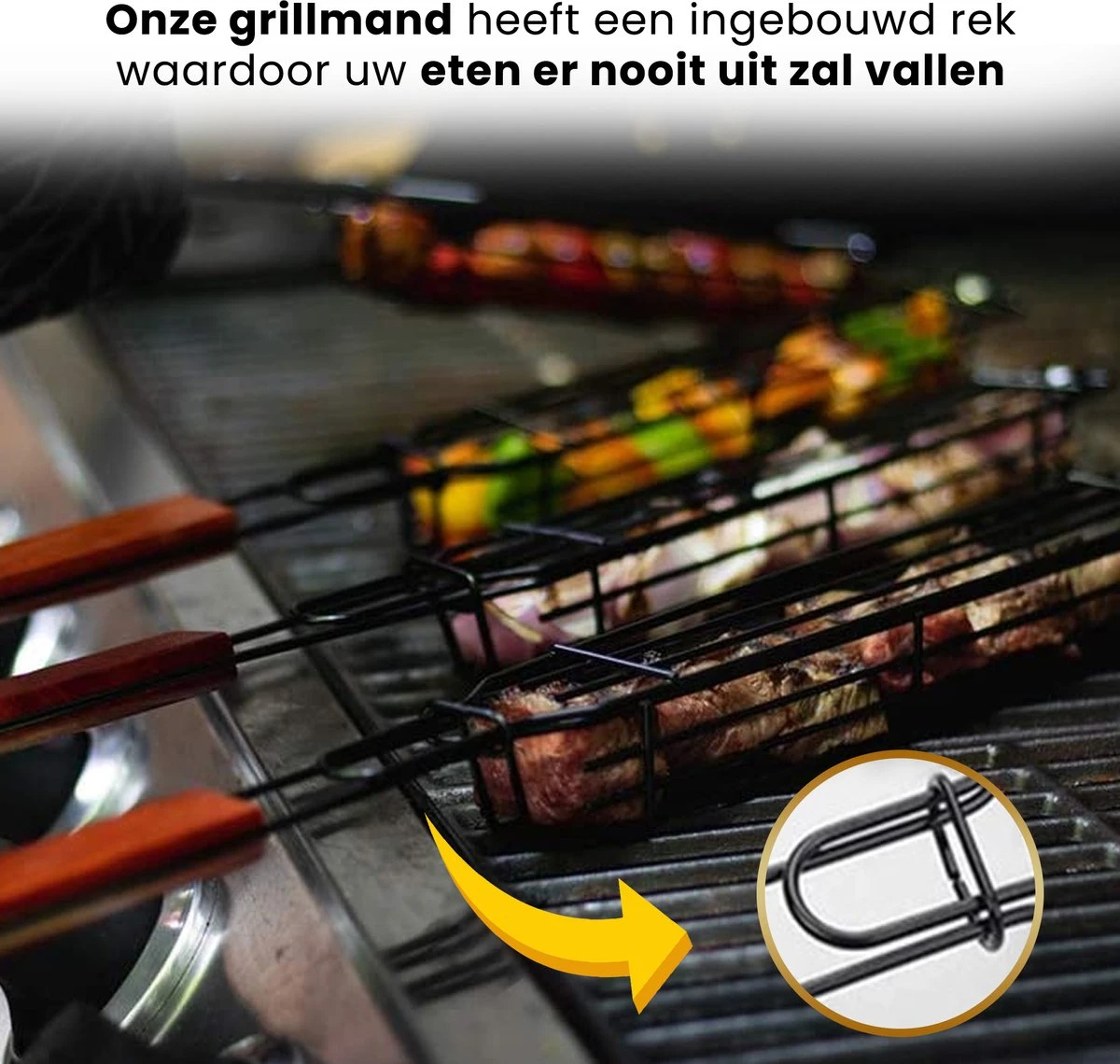 PROKING BBQ Grill Rack Clamp Basket - Accessoires Barbecue - Viande - Poisson - Vega - Set De 2 Pièces 4 PROKING BBQ Grill Rack Clamp Basket - Accessoires Barbecue - Viande - Poisson - Vega - Set De 2 Pièces – Image 2