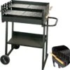 BBQ Rectangulaire Cheqo® - Barbecue Sur Roues - Charbon De Bois - 82x47x90cm - Hauteur De Cuisson Réglable 75-87cm - Surface De Cuisson 59x41cm - Avec Paravent - Mobile -Magasin D'Accessoires Pour Barbecue 1200x1142
