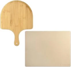 Navaris XL Pour Four Et Barbecue - Assiette à Pizza Rectangulaire 38 X 30 Cm - Pelle à Pizza En Bambou Incluse - Céramique émaillée -Magasin D'Accessoires Pour Barbecue 1200x1143 1