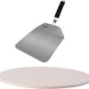 BBQ/ Four Pierre à Pizza Ronde En Céramique 30 Cm - Avec Pelle à Pizza Inox Pliante 25 Cm - Pierre à Pizza -Magasin D'Accessoires Pour Barbecue 1200x1143