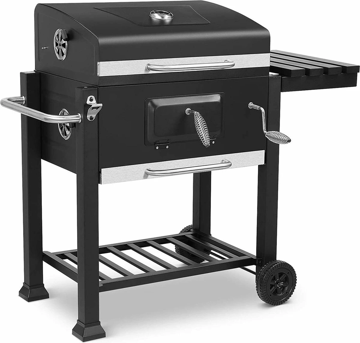 Frito Charbon De Bois Grill BBQ - Barbecue - Bon Pour 5 à 10 Personnes - Plaque De Gril - Avec Thermomètre, Roues, étagère Latérale Et Plus - Acier Inoxydable 4 Frito Charbon De Bois Grill BBQ - Barbecue - Bon Pour 5 à 10 Personnes - Plaque De Gril - Avec Thermomètre, Roues, étagère Latérale Et Plus - Acier Inoxydable – Image 2