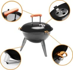 NATERIAL - Barbecue à Charbon Portable PHOENIX NOMAD - 4 Personnes - Ø37 Cm - H. 35/43 Cm - Acier émaillé - Zwart - Grill Sphérique -Magasin D'Accessoires Pour Barbecue 1200x1153
