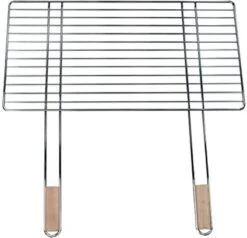 Grille De Gril 68x40cm Avec 2 Poignées En Bois, Acier Chromé Grille De Gril Grille De Remplacement De Fixation De Gril