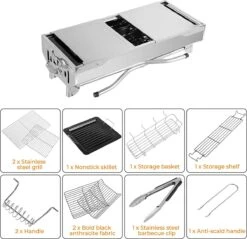 BBQ - Barbecue - Grill - Portable - Acier Inoxydable - Grill à Charbon - Ailes Doubles - Pan Antiadhésive - Camping - Jardin 14 BBQ - Barbecue - Grill - Portable - Acier Inoxydable - Grill à Charbon - Ailes Doubles - Pan Antiadhésive - Camping - Jardin -Magasin D'Accessoires Pour Barbecue 1200x1160 2