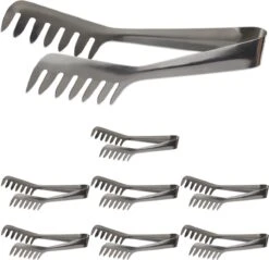 Relaxdays 8x Pinces De Service En Acier Inoxydable - Pinces à Spaghetti - Pinces à Salade - Pinces à Pâtes - Inoxydable