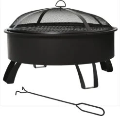 Bol à Feu D'extérieur Outsunny Avec Grille De Cuisson Avec Couvercle Feu Poker Jardin Feu De Camp Patio 842-177 -Magasin D'Accessoires Pour Barbecue 1200x1161 4
