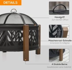 Outsunny Brasero Brasero Avec Grille De Protection Contre Les étincelles Barbecue De Jardin Noir + Marron 842-172 18 Outsunny Brasero Brasero Avec Grille De Protection Contre Les étincelles Barbecue De Jardin Noir + Marron 842-172 -Magasin D'Accessoires Pour Barbecue 1200x1164