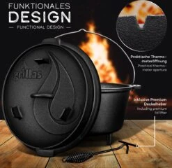 Grillas- Faitout, 4.2L, Poêle à BBQ , Fonte, Avec Pieds 11 Grillas- Faitout, 4.2L, Poêle à BBQ , Fonte, Avec Pieds -Magasin D'Accessoires Pour Barbecue 1200x1164 5