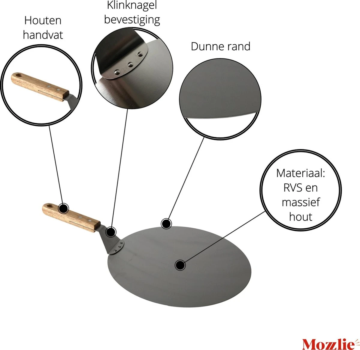 Pelle à Pizza 30 Cm Pour Four Ou BBQ - Ronde - Métal - Avec Manche En Bois 4 Pelle à Pizza 30 Cm Pour Four Ou BBQ - Ronde - Métal - Avec Manche En Bois – Image 2