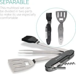 Outil Multifonction Pour BBQ Navaris 5 En 1 - Ensemble Barbecue Pliable - Fourchette, Spatule, Brosse En Silicone, Tire-bouchon, Décapsuleur - Acier Inoxydable -Magasin D'Accessoires Pour Barbecue 1200x1170 4