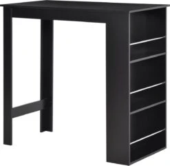 HOMCOM Table De Bar, Bureau, Table De Cuisine Avec 3 étagères, Aggloméré Noir 835-390 -Magasin D'Accessoires Pour Barbecue 1200x1171