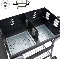 NATERIAL - Barbecue à Charbon ICARUS ALPHA II - 10 Personnes - H.93,5 X L.110 X P.59 Cm - Acier Peint - Zwart - BBQ Angulaire Sans Couvercle -Magasin D'Accessoires Pour Barbecue 1200x1174