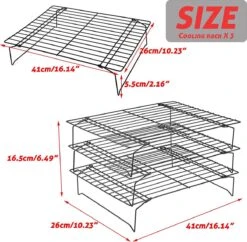 Grille De Refroidissement à 3 Niveaux, Grille à Gâteaux Empilable, Droitier, Avec Revêtement Antiadhésif, Surface De Refroidissement Extra Large Et Refroidissement Rapide, 40 X 25 Cm, 3 Niveaux -Magasin D'Accessoires Pour Barbecue 1200x1175 2