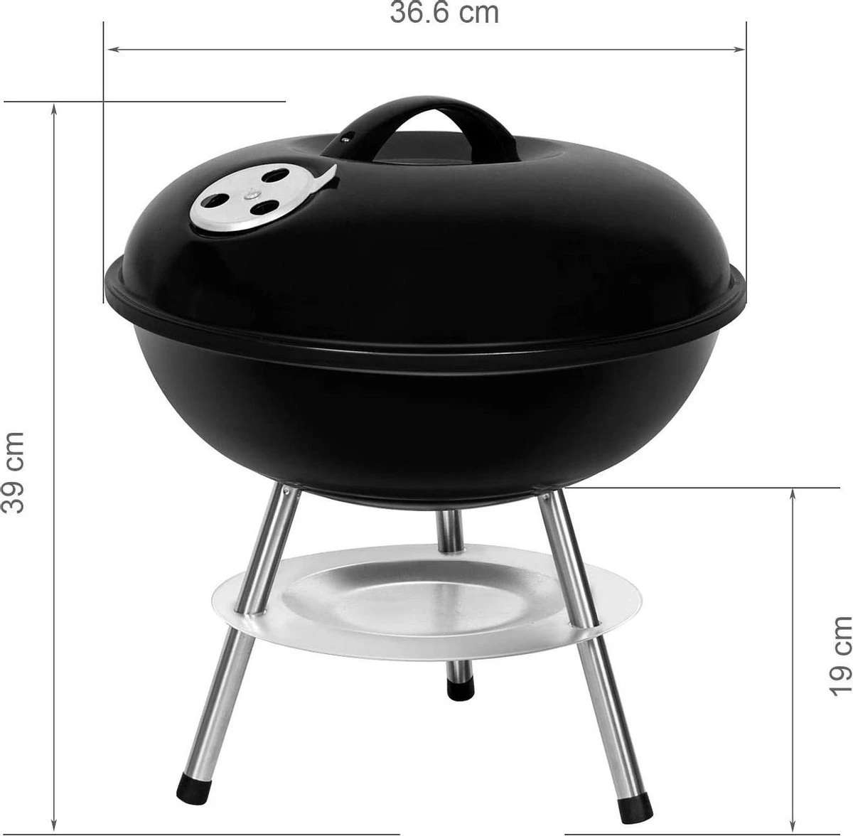 Barbecue à Charbon Sunjas Avec Couvercle, Petit Gril à Boules, Mini Gril De Pique-nique, Gril De Camping émaillé Pour Jardin, BBQ, Etc. (noir) 4 Barbecue à Charbon Sunjas Avec Couvercle, Petit Gril à Boules, Mini Gril De Pique-nique, Gril De Camping émaillé Pour Jardin, BBQ, Etc. (noir) – Image 2