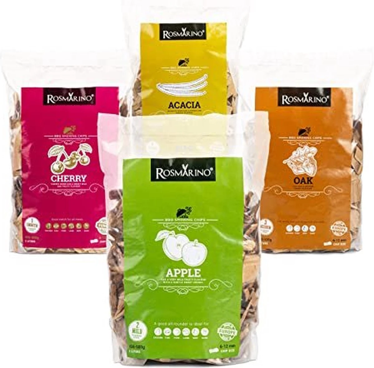 Rosmarino Blacksmith - Mélange De 4 Copeaux De Fumée - Pomme, Chêne, Acacia, Cerise - Accessoires De BBQ - Bois De Fumage - Barbecue 3 Rosmarino Blacksmith - Mélange De 4 Copeaux De Fumée - Pomme, Chêne, Acacia, Cerise - Accessoires De BBQ - Bois De Fumage - Barbecue