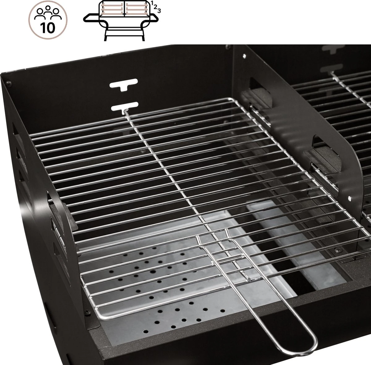 NATERIAL - Barbecue à Charbon ICARUS - Chariot 10 Personnes - H.92 X L.110 X P.61 Cm - Acier Peint - Zwart - BBQ Angulaire Sans Couvercle 8 NATERIAL - Barbecue à Charbon ICARUS - Chariot 10 Personnes - H.92 X L.110 X P.61 Cm - Acier Peint - Zwart - BBQ Angulaire Sans Couvercle – Image 6