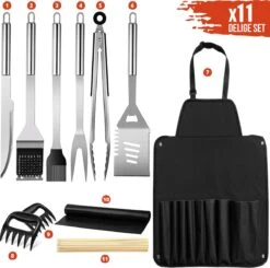 Squago BBQ Accessoires XXL Set Avec Tablier - Set D'outils Avec Pinces Brush Mat -Magasin D'Accessoires Pour Barbecue 1200x1189 10