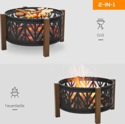 Outsunny Brasero Brasero Avec Grille De Protection Contre Les étincelles Barbecue De Jardin Noir + Marron 842-172 19 Outsunny Brasero Brasero Avec Grille De Protection Contre Les étincelles Barbecue De Jardin Noir + Marron 842-172 -Magasin D'Accessoires Pour Barbecue 1200x1189