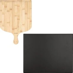 Navaris XL Pour Four, Grill Et Barbecue - Assiette à Pizza Rectangulaire 38 X 30 Cm - Set Comprenant Une Pelle à Pizza En Bambou - Céramique émaillée -Magasin D'Accessoires Pour Barbecue 1200x1191