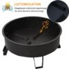 Bol à Feu D'extérieur Outsunny Avec Grille De Cuisson Avec Couvercle Feu Poker Jardin Feu De Camp Patio 842-177