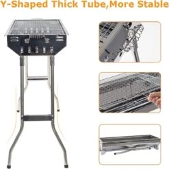 Gril De Carbone D'acier Inoxydable De Requin De Grand-mère, Gril Plein Air Pliable Portatif De Barbecue, Approprié à La Partie De BBQ De 5-10 Personnes -Magasin D'Accessoires Pour Barbecue 1200x1195 1