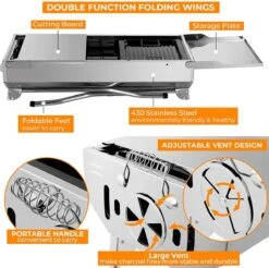 BBQ - Barbecue - Grill - Portable - Acier Inoxydable - Grill à Charbon - Ailes Doubles - Pan Antiadhésive - Camping - Jardin 13 BBQ - Barbecue - Grill - Portable - Acier Inoxydable - Grill à Charbon - Ailes Doubles - Pan Antiadhésive - Camping - Jardin -Magasin D'Accessoires Pour Barbecue 1200x1195 2