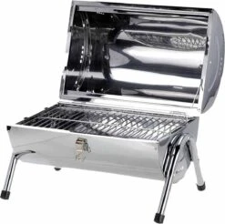 Barbecue Cylindrique De Luxe Oneiro Avec Double Surface De Cuisson - 41x29xH38cm - été - Grillade - Jardin - Cuisine - Salle à Manger