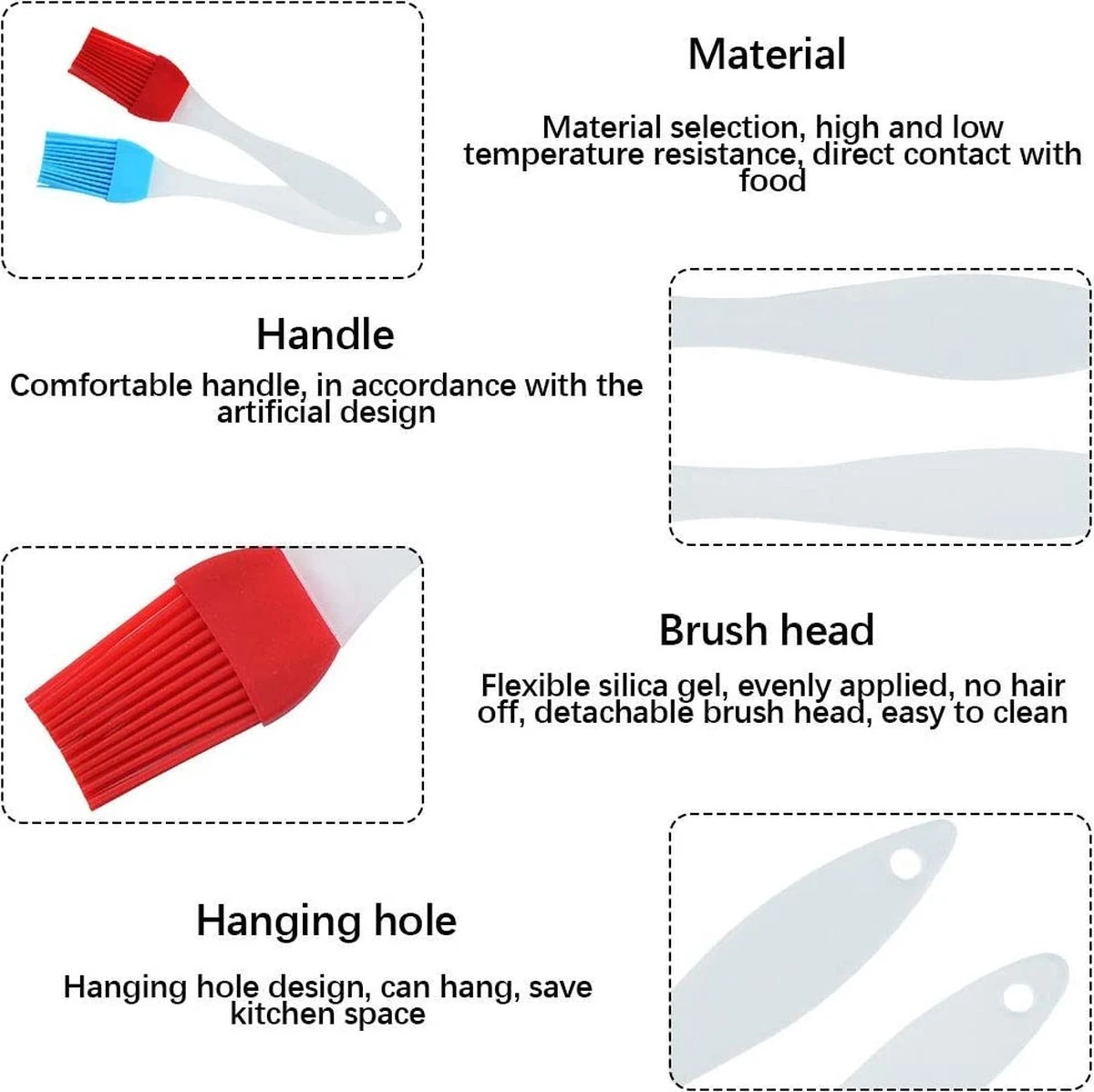 Set De 3 Pinces De Cuisine De Premium Supérieure - Pinces Pour Barbecue De Cuisine - Avec Deux Brosses En Silicone - Cuisson - BBQ - Salade, Gâteau, Crème Glacée, Four - (3x Pinces + 2 Brosses) 8 Set De 3 Pinces De Cuisine De Premium Supérieure - Pinces Pour Barbecue De Cuisine - Avec Deux Brosses En Silicone - Cuisson - BBQ - Salade, Gâteau, Crème Glacée, Four - (3x Pinces + 2 Brosses) – Image 6