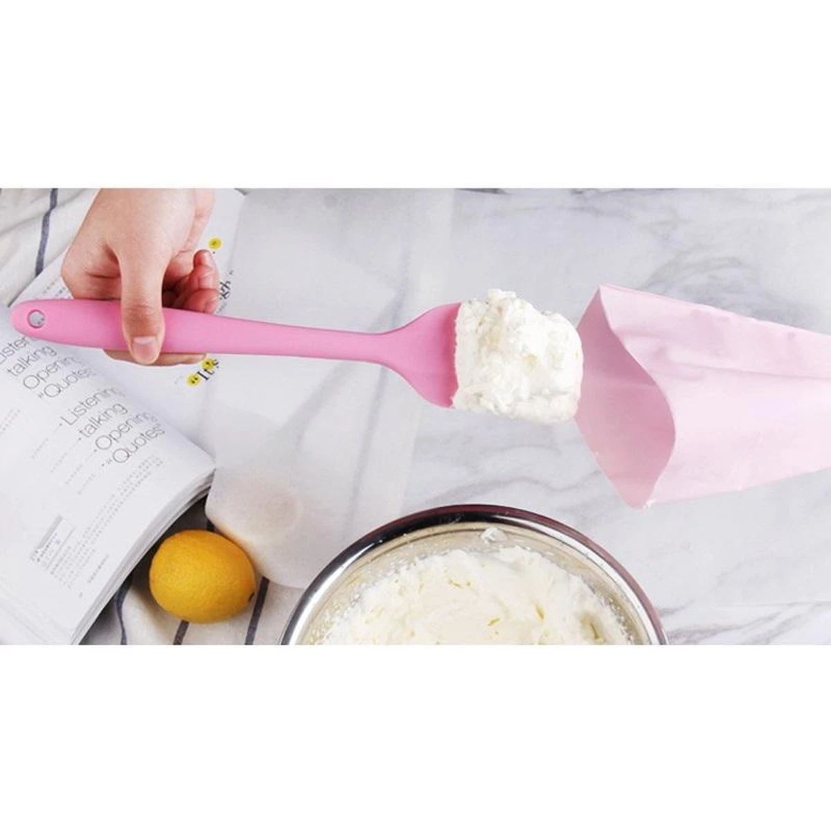 Spatule En Silicone - Spatule à Dessert - Grattoir à Pot - Orange - 21cm 4 Spatule En Silicone - Spatule à Dessert - Grattoir à Pot - Orange - 21cm – Image 2