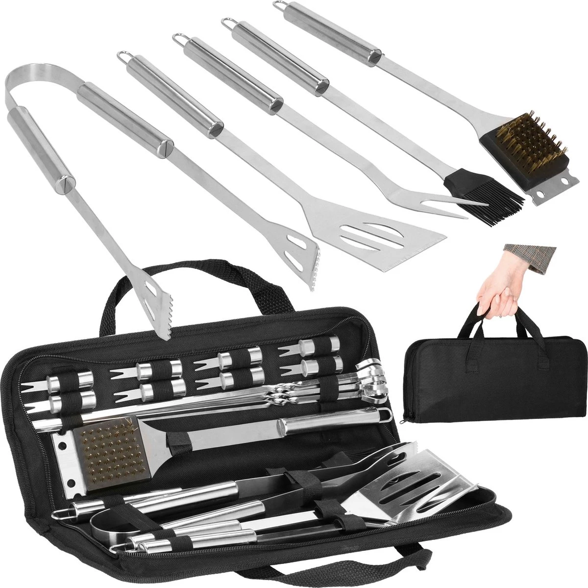 Accessoires Pour BBQ Springos | Outils De Barbecue| Set De 20 Pièces | Y Compris Sac De Transport De Luxe | Acier Inoxydable 19 Accessoires Pour BBQ Springos | Outils De Barbecue| Set De 20 Pièces | Y Compris Sac De Transport De Luxe | Acier Inoxydable – Image 17